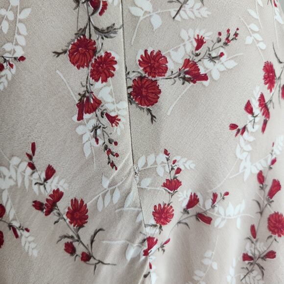Vintage 90s Ann Tjian for Kenar Rayon Floral Mini Skirt Lined Beige Red 8 - Picture 7 of 8